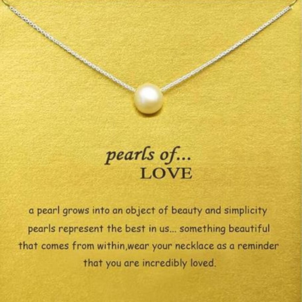 Single Pearl Pendant Necklace – “Pearls of Love” Sentimental Jewelry Minimalist